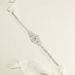 GROSGRAIN SASH WITH LINEAR BEADED DESIGN